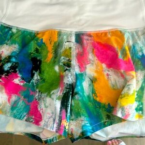 Lululemon speed up shorts.  3 inch inseam